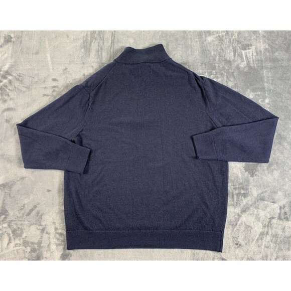 Untuckit Men's 100% Extra Fine Merino Wool Sz XXL Blue 1/4 Zip Sweater Henley - Picture 2 of 6